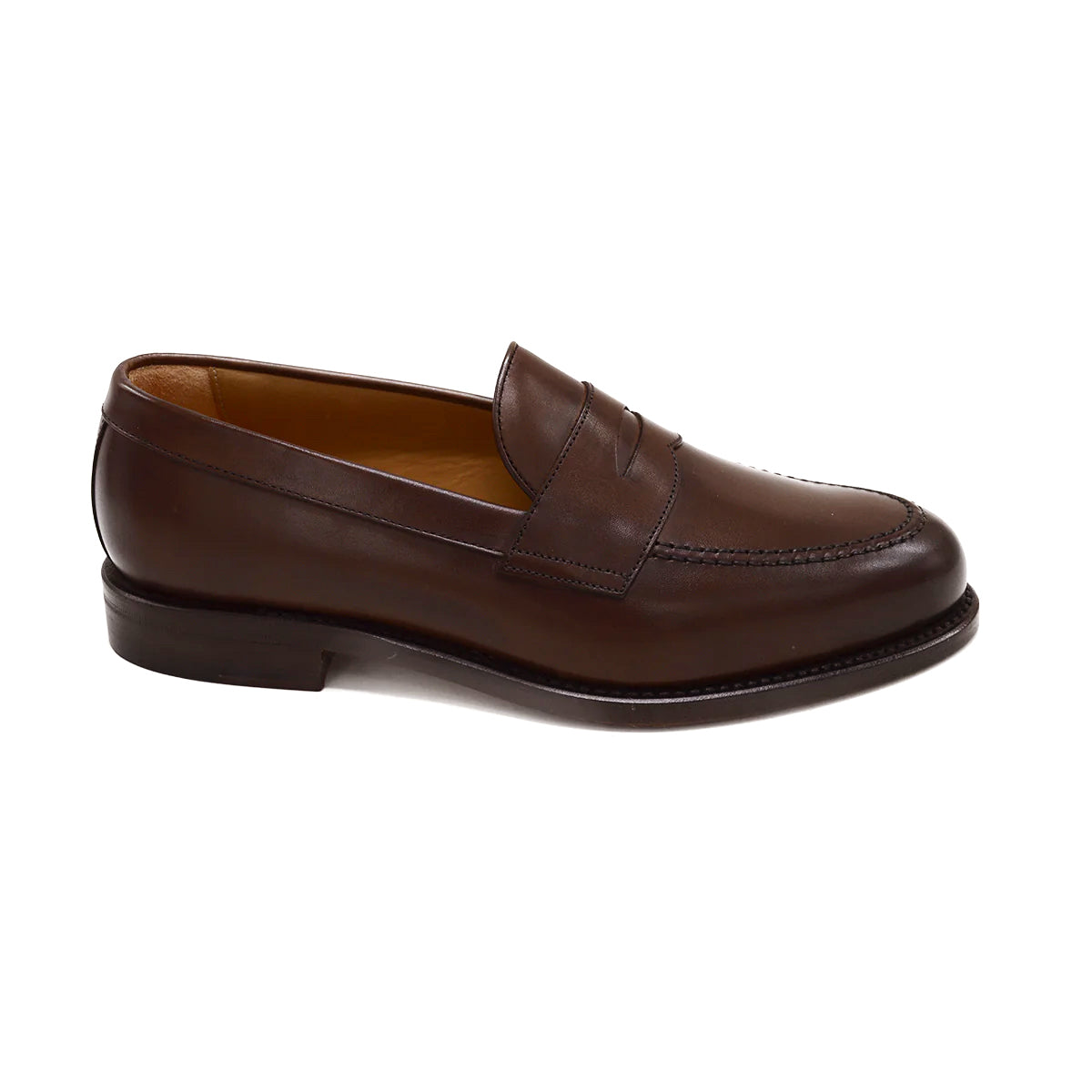 Berwick 1707 Brown leather loafer shoe on a white background