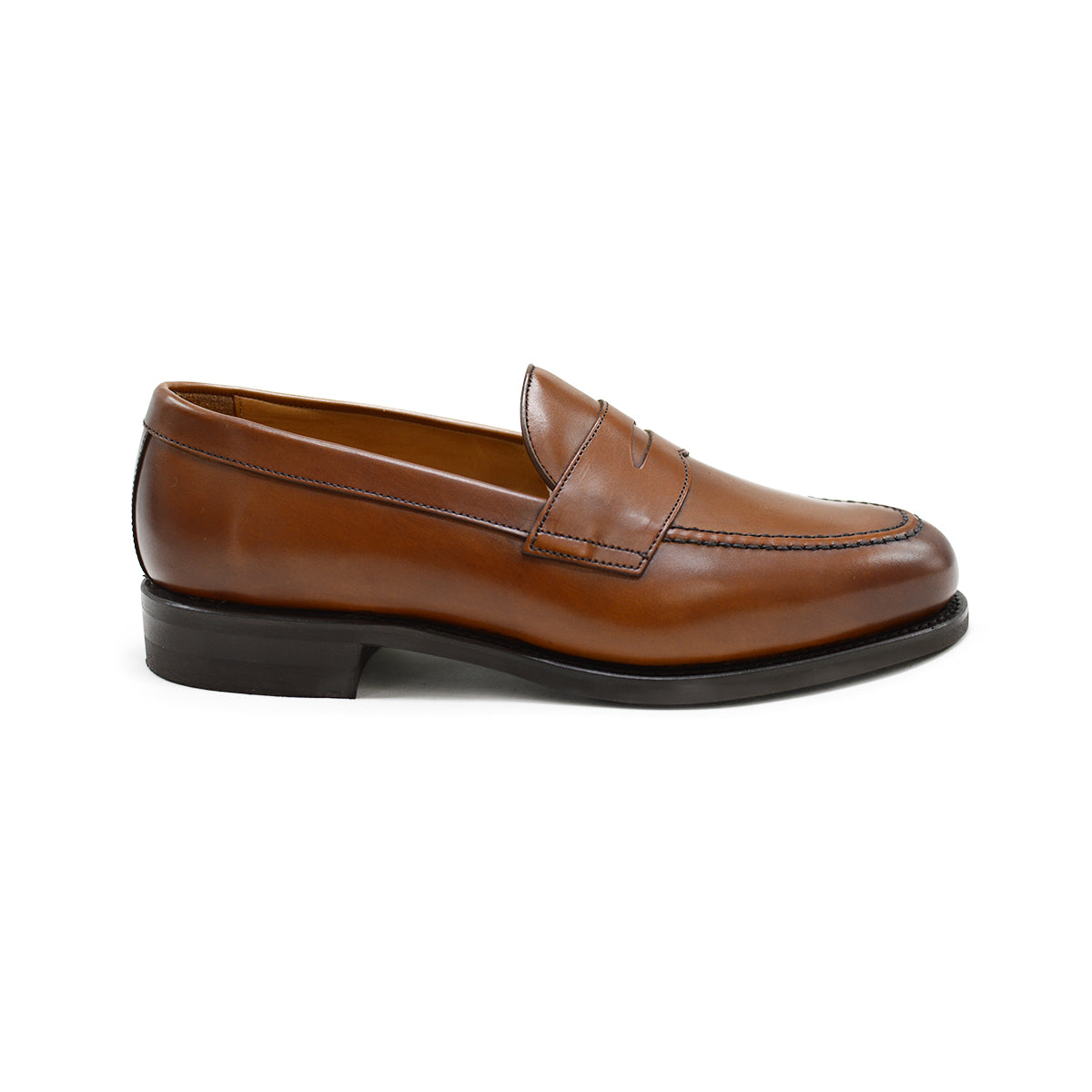 Berwick 1707 Brown tan leather loafer shoe on a white background