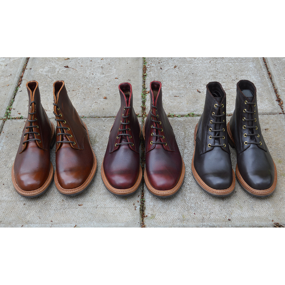 A brown leather service boot with a dainite sole and brass eyelets, designed for the forestry industry.