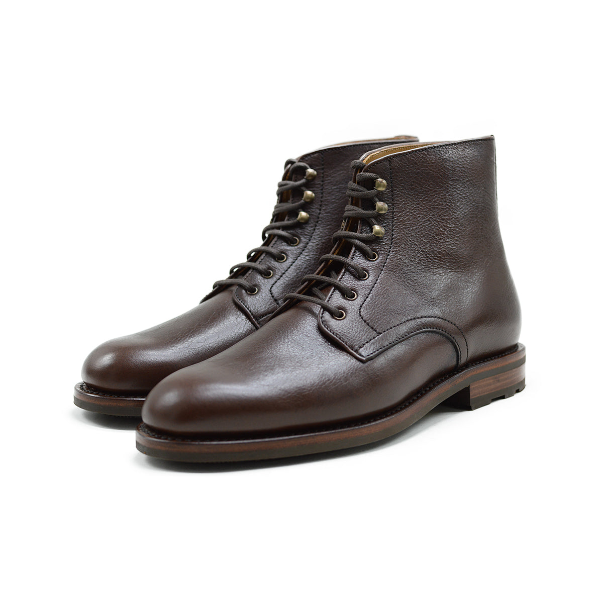 Berwick 1707 Brown Kudu leather boot with laces and Vibram rubber sole on a white background