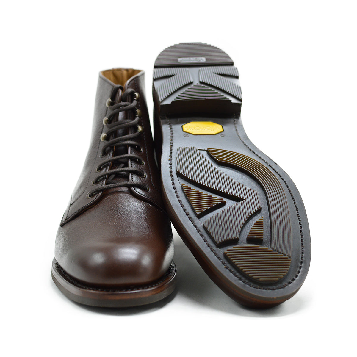Berwick 1707 Brown Kudu leather boot with laces and Vibram rubber sole on a white background