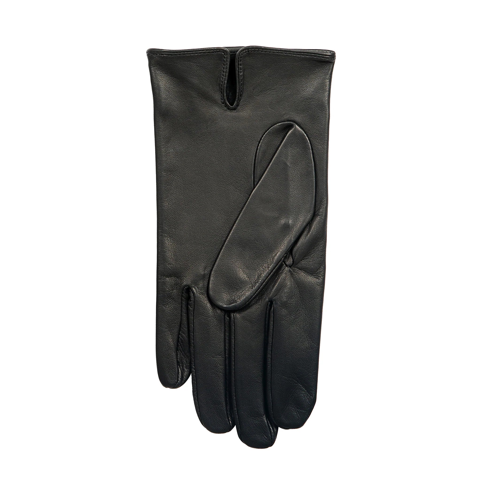 Black leather glove on a white background