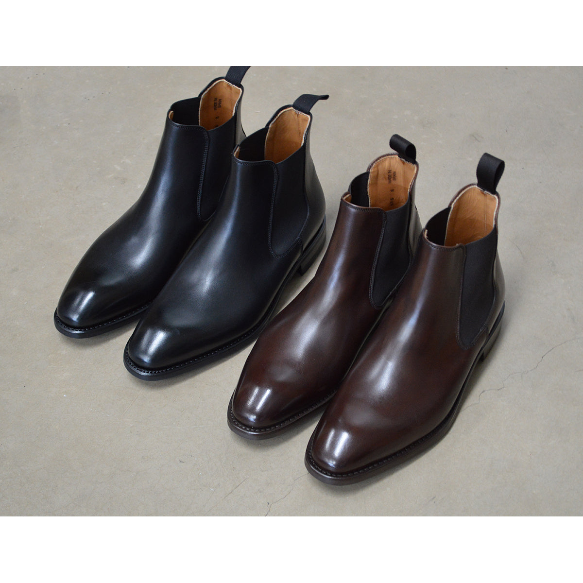 A Berwick 1707 black leather Chelsea boot with a side elastic panel and a low heel