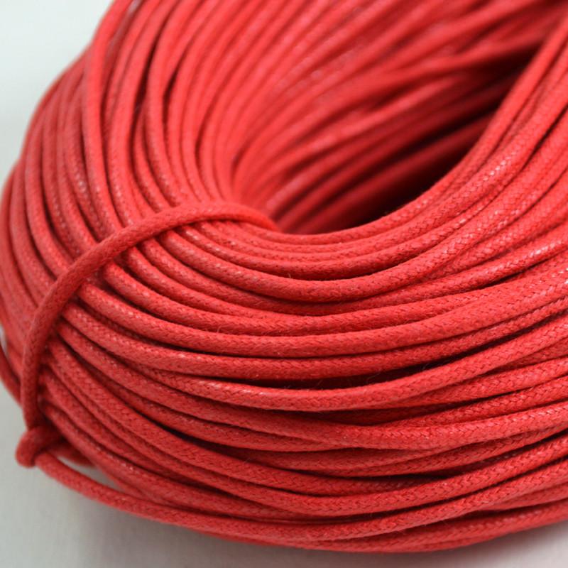 red coloured waxed round casual shoe laces, tied in individual bundles.