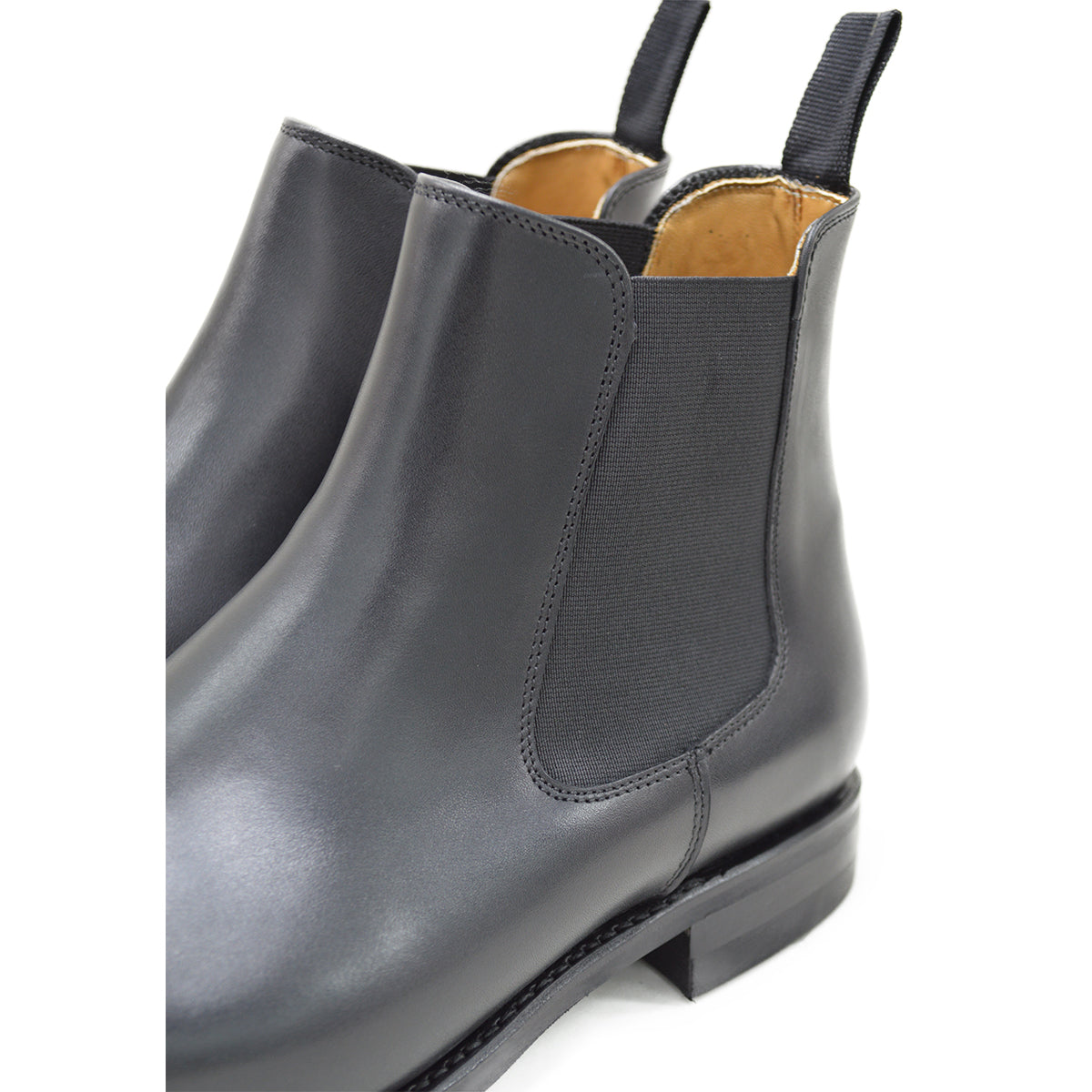 A Berwick 1707 black leather Chelsea boot with a side elastic panel and a low heel, displayed on a white background.
