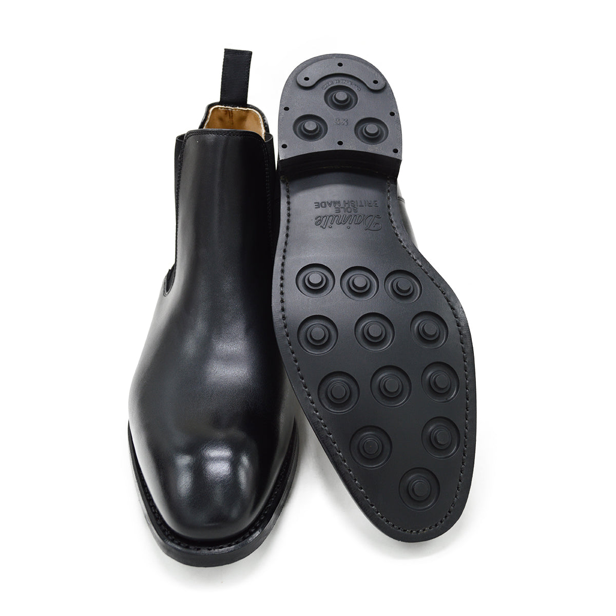 A Berwick 1707 black leather Chelsea boot with a side elastic panel and a low heel, displayed on a white background.