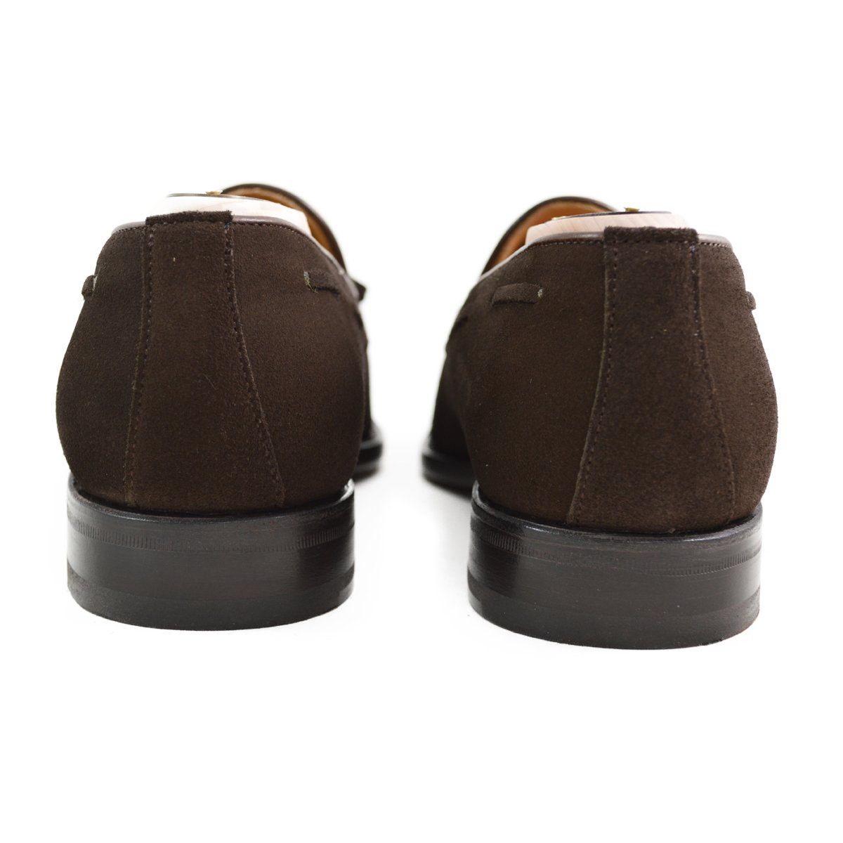 A classic dark brown suede slip-on shoe with tassels, by Berwick 1707.