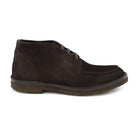 A brown Berwick 1707 apron boot with lace-up closure, handcrafted from reverse kudu suede, featuring moccasin stitching and a crepe rubber sole.