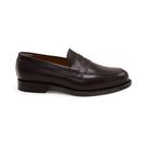 A dark brown Berwick 1707 Penny Loafer with a closed toe and loafers style heel, displayed on a white background.