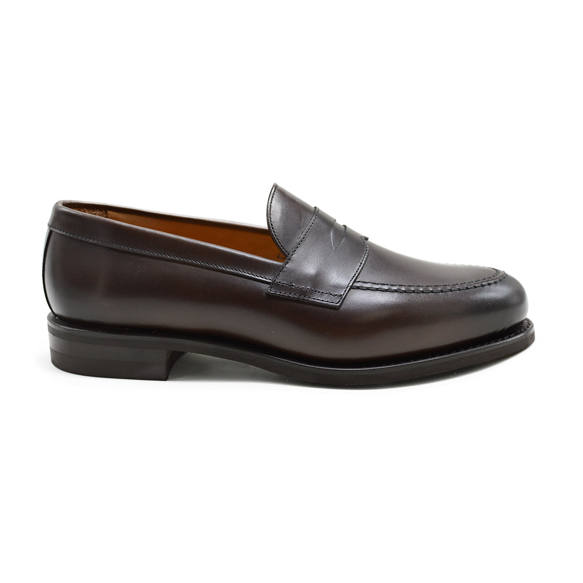 Berwick 1707 Brown leather loafer shoe on a white background