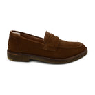 A brown Astorflex Sadelflex Loafer with soft suede upper and crepe rubber sole, side view.