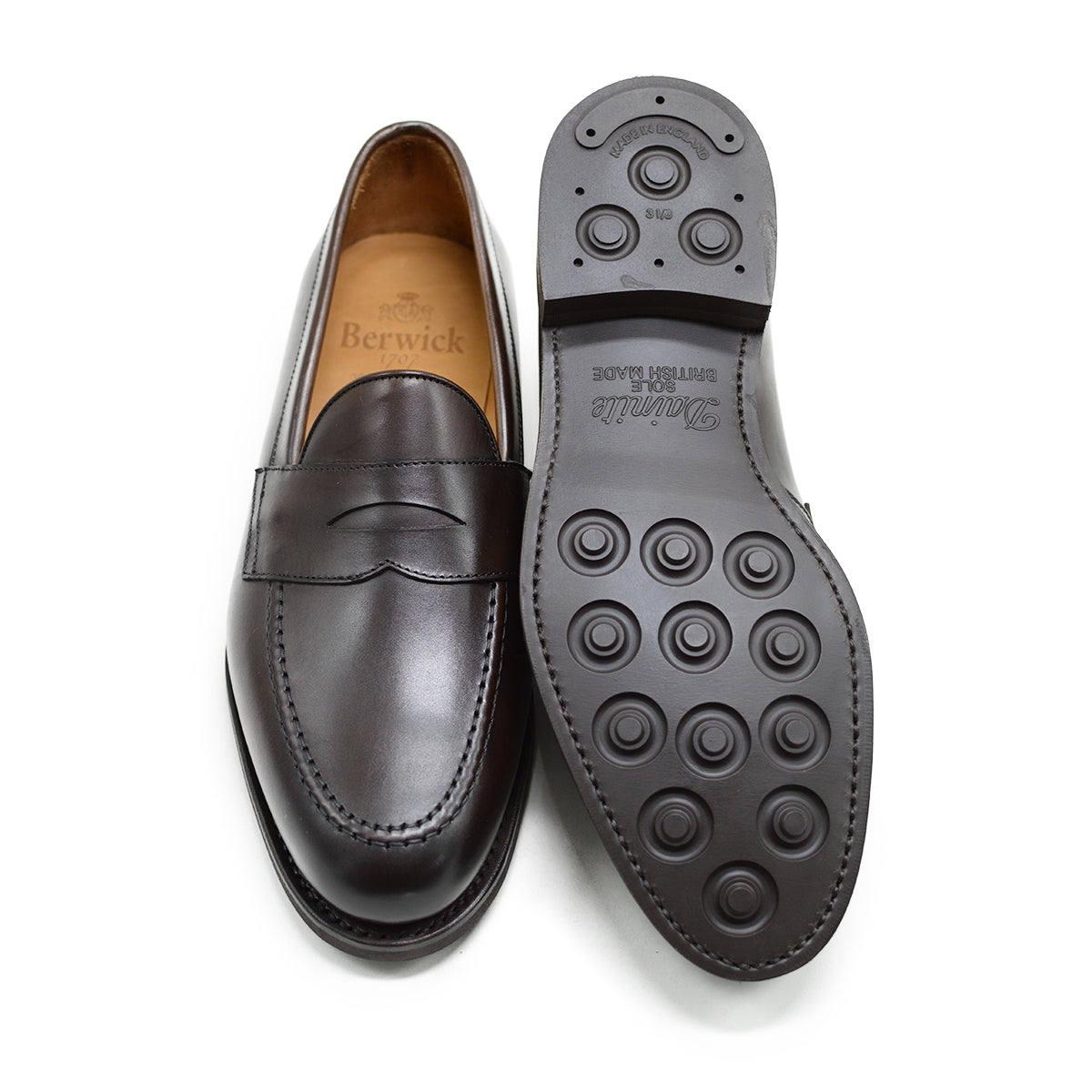 Berwick 1707 Brown leather loafer shoe on a white background