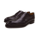 A Berwick 1707 moka brown wholecut Oxford brogue shoe with a goodyear welted leather sole, last week, and a smooth finish.