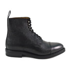 A Berwick 1707 black grain toe cap boot with a full lace-up construction and a round toe shape, set against a white background.