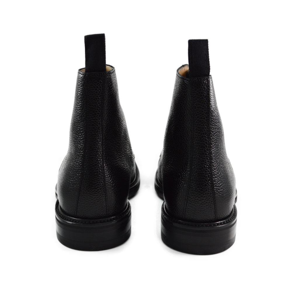 A Berwick 1707 black grain toe cap boot with a full lace-up construction and a round toe shape, set against a white background.