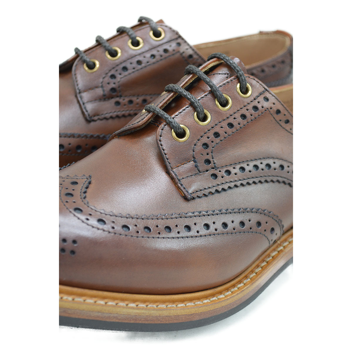 Tricker's Bourton Chestnut Brogue Derby Shoes | British Made