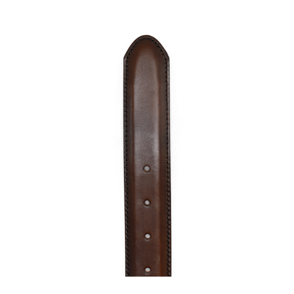 A Berwick 1707 brown calf leather belt with a silver chrome buckle, displayed on a white background.