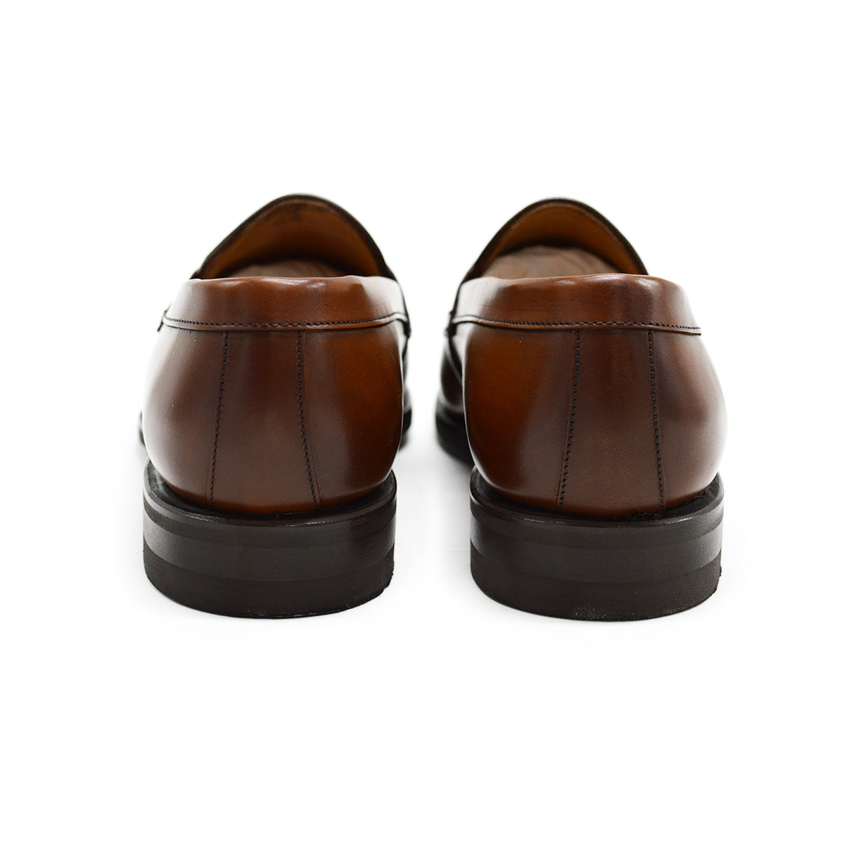 Berwick 1707 Brown tan leather loafer shoe on a white background with Dainite Soles