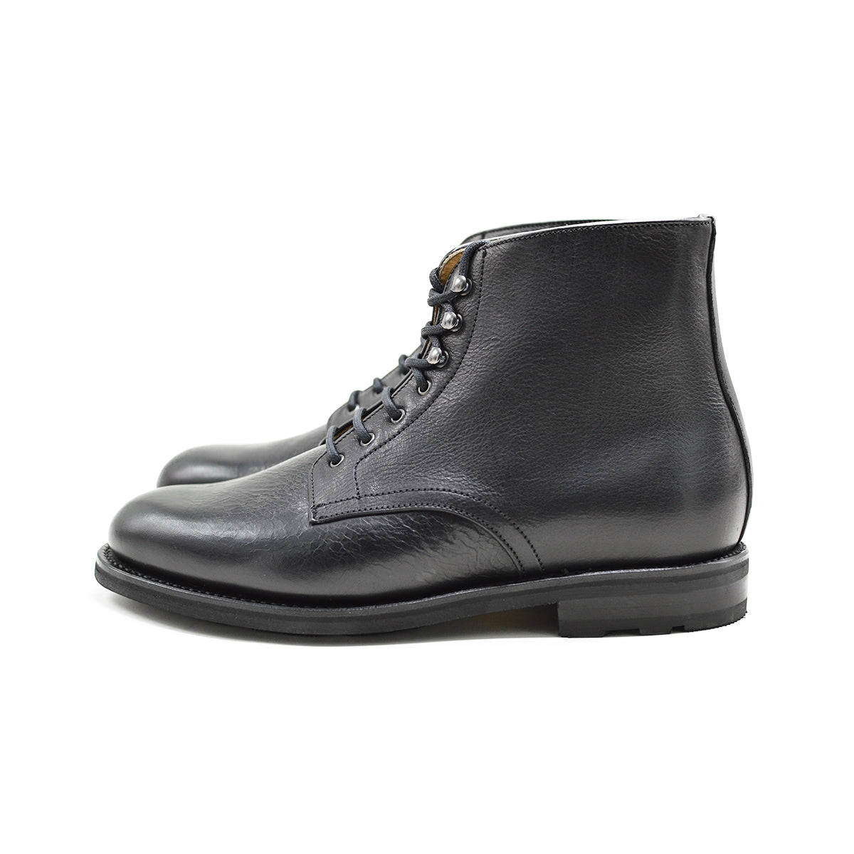 Berwick 1707 Black Kudu leather boot with laces and Vibram rubber sole on a white background