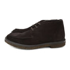 A brown Berwick 1707 apron boot with lace-up closure, handcrafted from reverse kudu suede, featuring moccasin stitching and a crepe rubber sole.