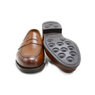 Berwick 1707 Brown tan leather loafer shoe on a white background with Dainite Soles