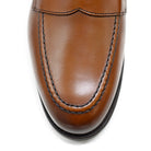 Berwick 1707 Brown tan leather loafer shoe on a white background with Dainite Soles