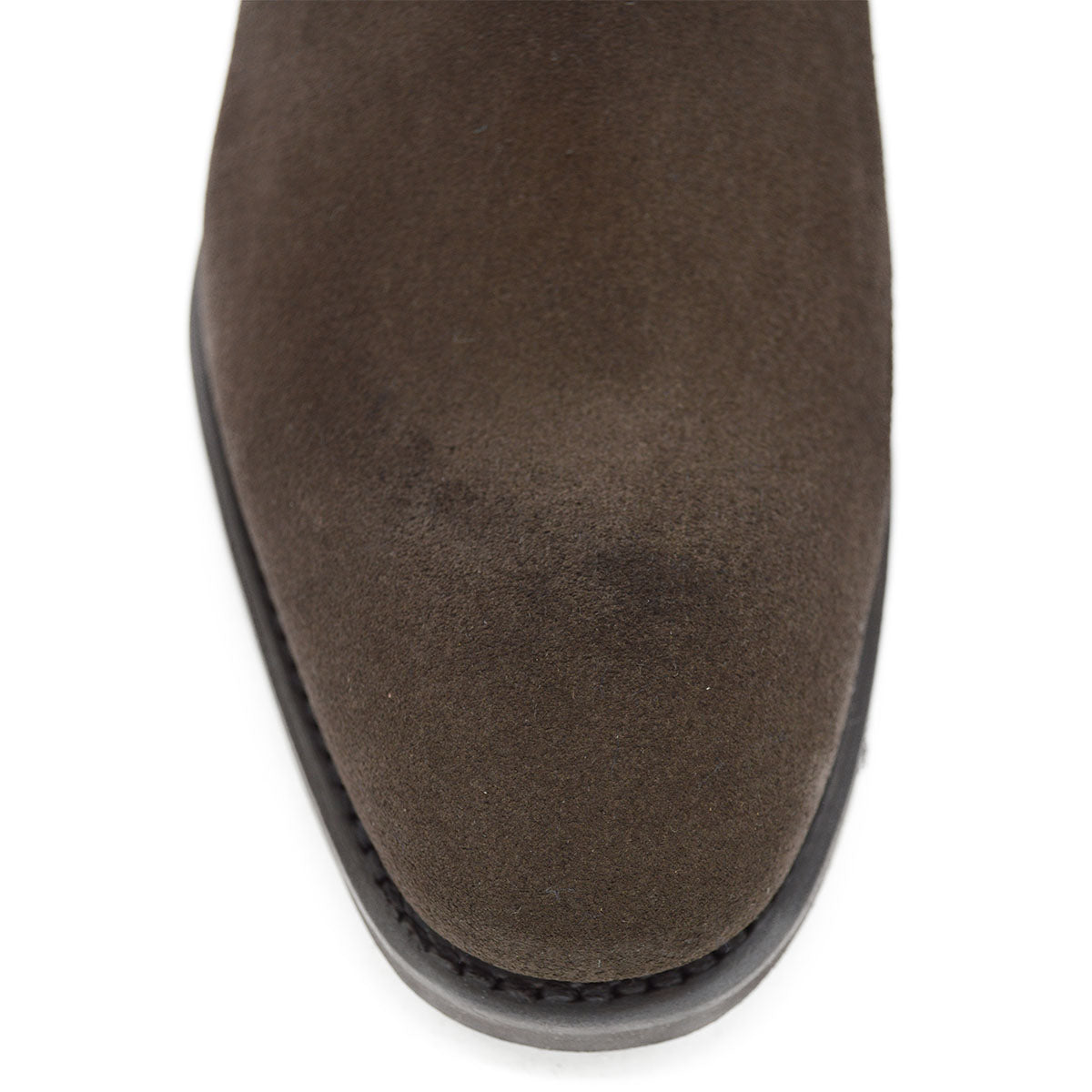 A Berwick 1707 dark brown suede Chelsea boot with a black elastic panel and a low heel, displayed on a white background.
