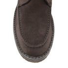 A brown Berwick 1707 apron boot with lace-up closure, handcrafted from reverse kudu suede, featuring moccasin stitching and a crepe rubber sole.