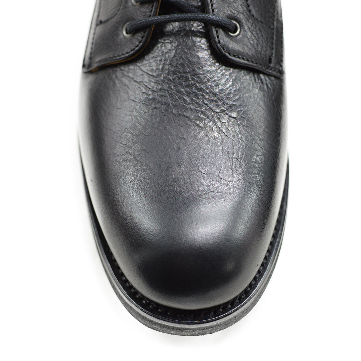 Berwick 1707 Black Kudu leather boot with laces and Vibram rubber sole on a white background
