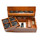 Saphir Medaille D'Or Brown Rosewood Valet box with leather handle on a white background