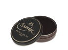 A round tin container of Saphir Medaille D'Or shoe wax polish with black lid and gold lettering.