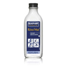 A product packaging box for Saphir RENOMAT, with a white background and an image of a leather surface treated with a product from the brand Saphir.