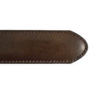 A Berwick 1707 brown calf leather belt with a silver chrome buckle, displayed on a white background.