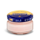A jar of Saphir Creme Surfine shoe polish with a label on the lid.