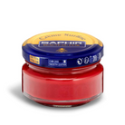 A jar of Saphir Creme Surfine shoe polish with a label on the lid.