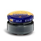 A jar of Saphir Creme Surfine shoe polish with a label on the lid.