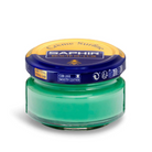 A jar of Saphir Creme Surfine shoe polish with a label on the lid.