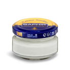 A jar of Saphir Creme Surfine shoe polish with a label on the lid.