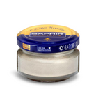 A jar of Saphir Creme Surfine shoe polish with a label on the lid.