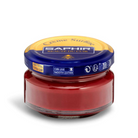 A jar of Saphir Creme Surfine shoe polish with a label on the lid.