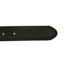 A green suede leather belt with a silver chrome buckle, displayed on a white background.