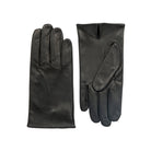 Pair of black leather gloves on a white background