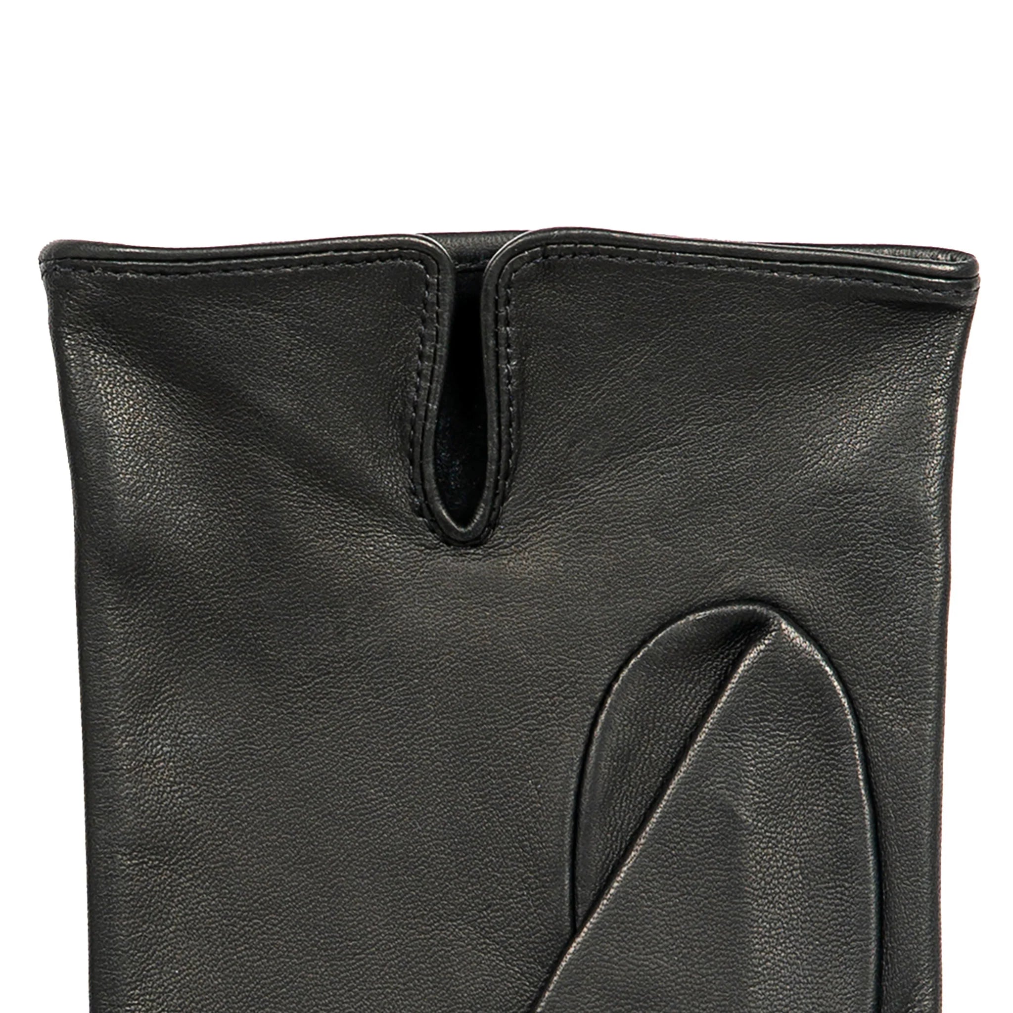 Black leather glove on a white background