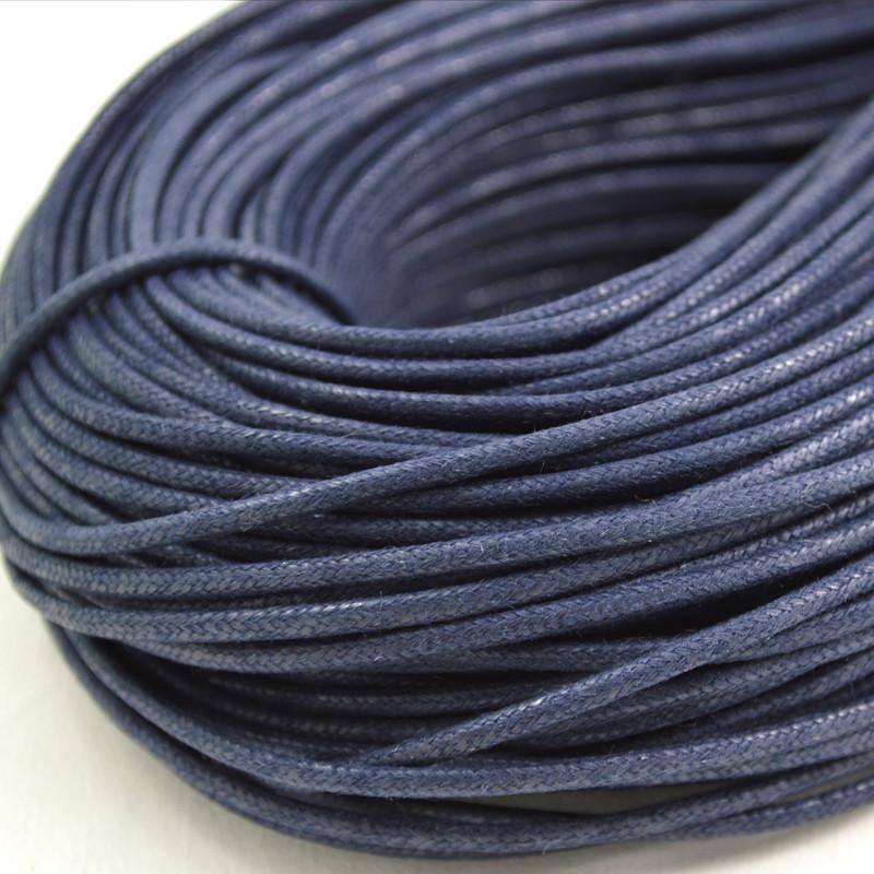 blue coloured waxed round casual shoe laces, tied in individual bundles.