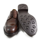 A pair of dark brown Berwick 1707 Split Toe Derby shoes with laces, set against a white background.