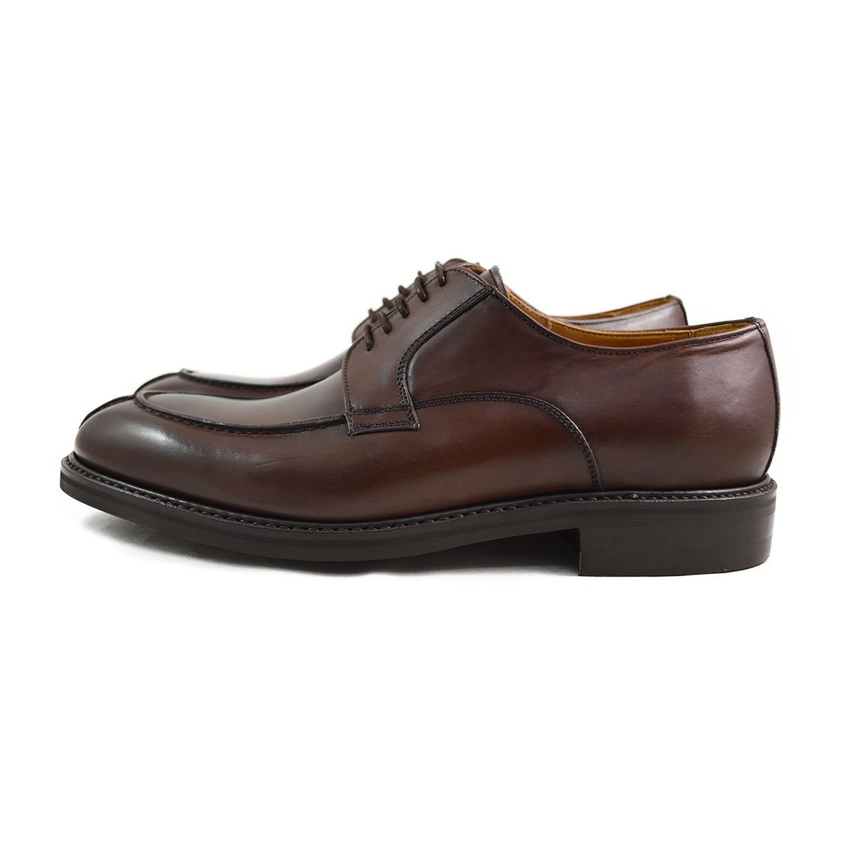 A pair of dark brown Berwick 1707 Split Toe Derby shoes with laces, set against a white background.