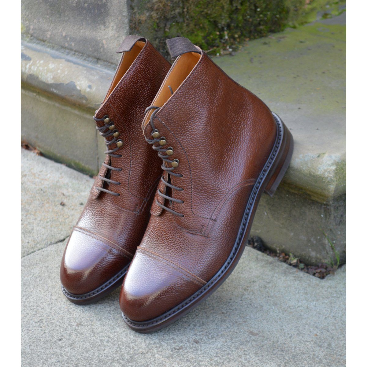 Berwick 1707 Dark Brown Grain Toe Cap Boots | Goodyear Welted | A