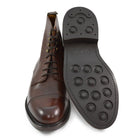 A Berwick 1707 dark brown, premium grain leather lace-up boot with a cap toe and a low heel & Dainite Sole