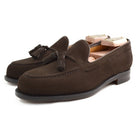 A classic dark brown suede slip-on shoe with tassels, by Berwick 1707.