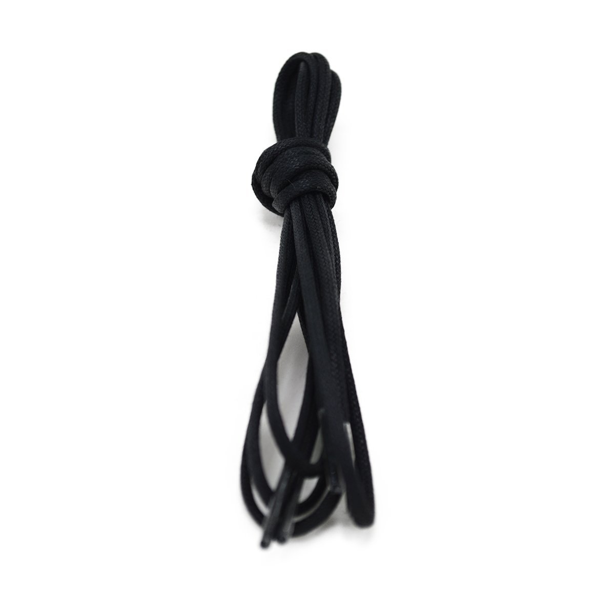 A close-up image of a dark brown waxed shoelace with a focus on its texture and weave.